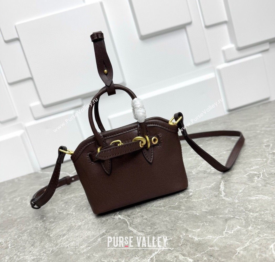 Miu Miu Leather trick Micro bag Briarwood Brown 2025 5NR037 (99-250618033)