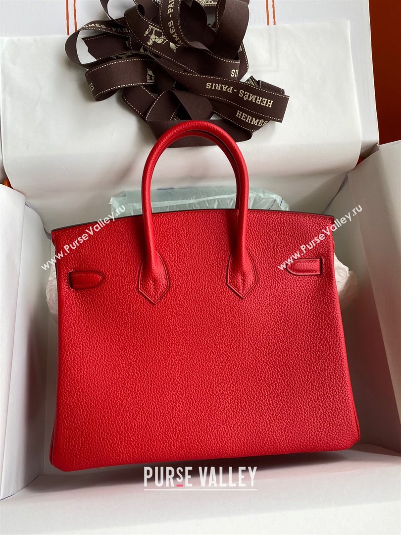 Hermes Birkin 25cm Bag in Original Togo Leather Red/Gold 2023 (Pure Handmade) (Y-23110821)