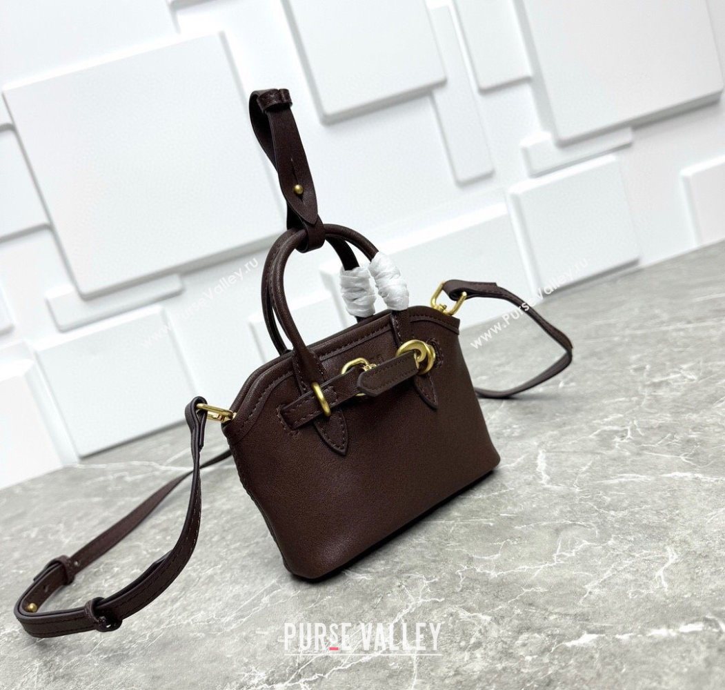 Miu Miu Leather trick Micro bag Briarwood Brown 2025 5NR037 (99-250618033)