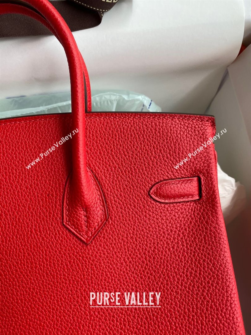 Hermes Birkin 25cm Bag in Original Togo Leather Red/Gold 2023 (Pure Handmade) (Y-23110821)