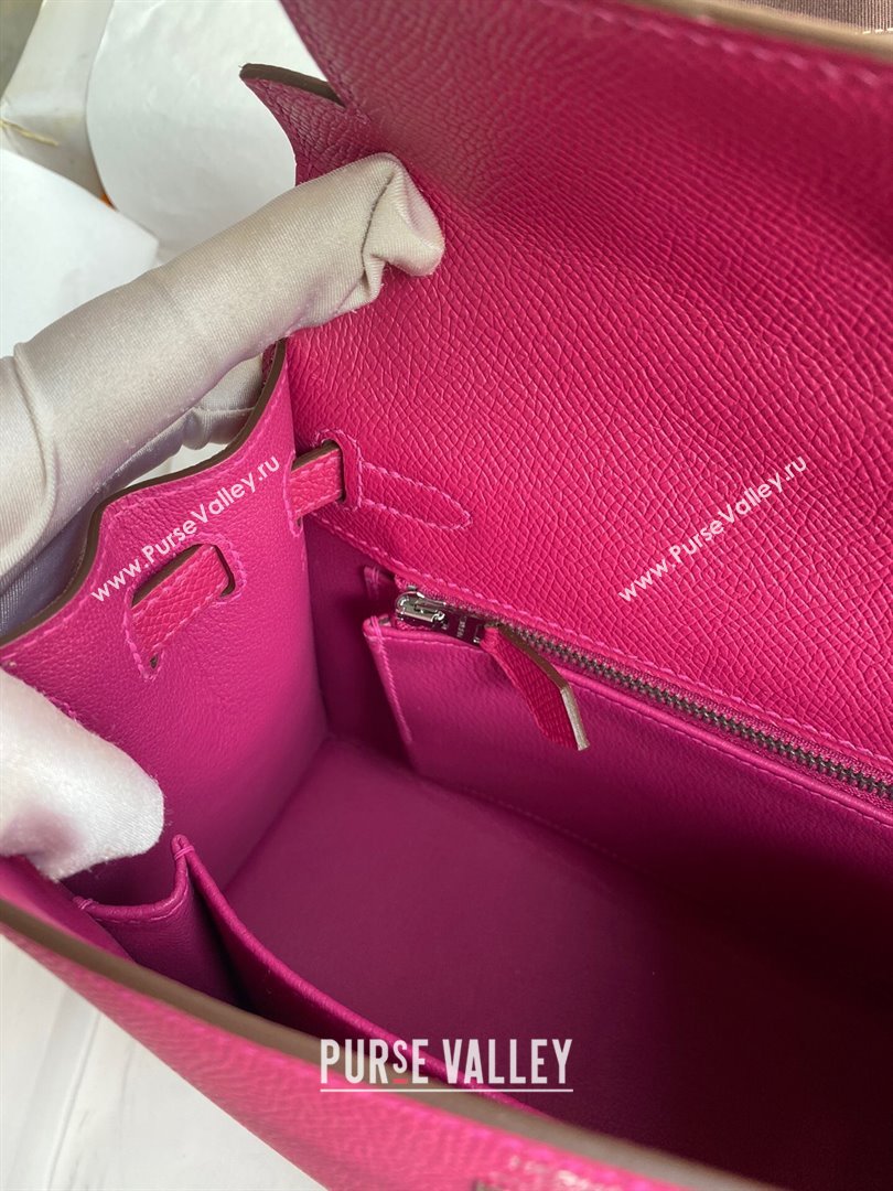 Hermes Kelly 25/28/32cm Bag in Original Epsom Leather Rosy/Silver 2024 (Handmand) (M-24021918)