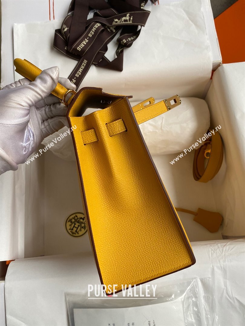 Hermes Kelly 25/28/32cm Bag in Original Epsom Leather Amber Yellow/Gold 2024 (Handmand) (M-24021919)