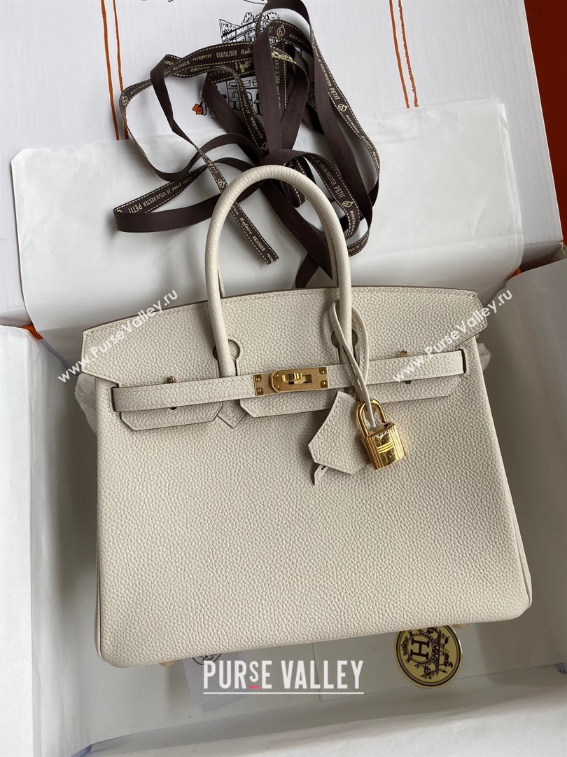 Hermes Birkin 25cm Bag in Original Togo Leather Milkshake White/Gold 2023 (Pure Handmade) (Y-23110822)