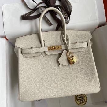 Hermes Birkin 25cm Bag in Original Togo Leather Milkshake White/Gold 2023 (Pure Handmade) (Y-23110822)