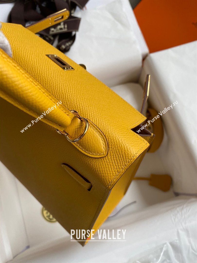 Hermes Kelly 25/28/32cm Bag in Original Epsom Leather Amber Yellow/Gold 2024 (Handmand) (M-24021919)