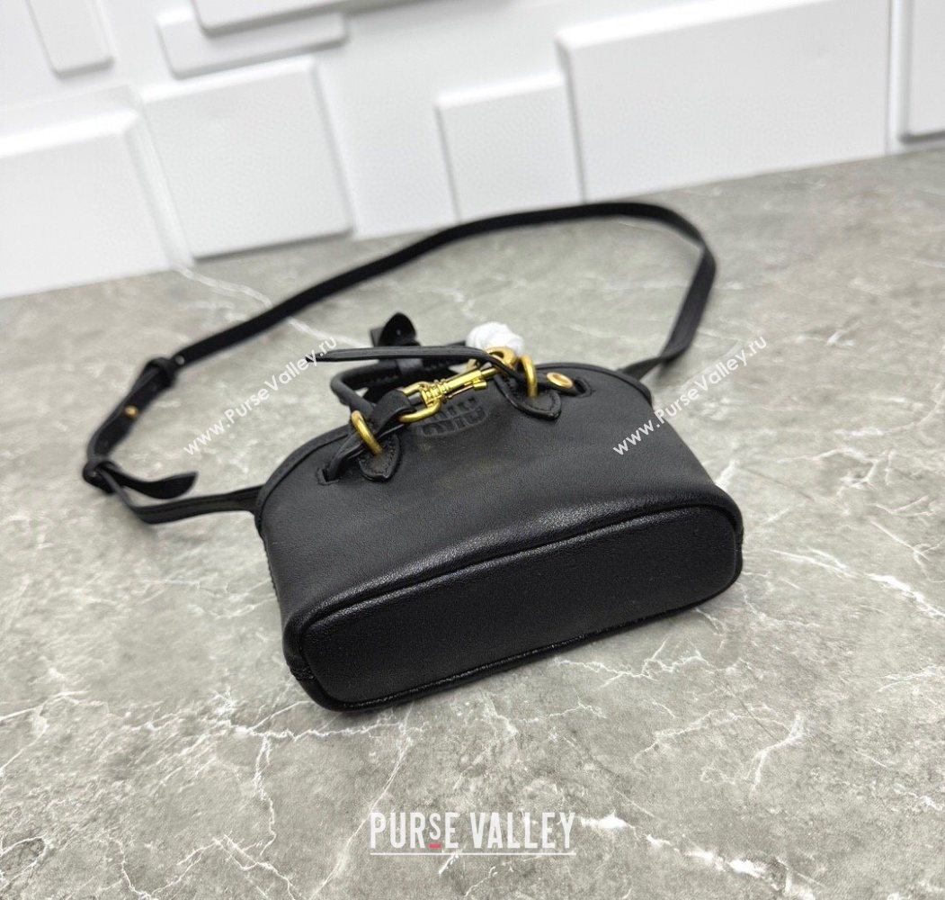 Miu Miu Leather trick Micro bag Black 2025 5NR037 (99-250618034)