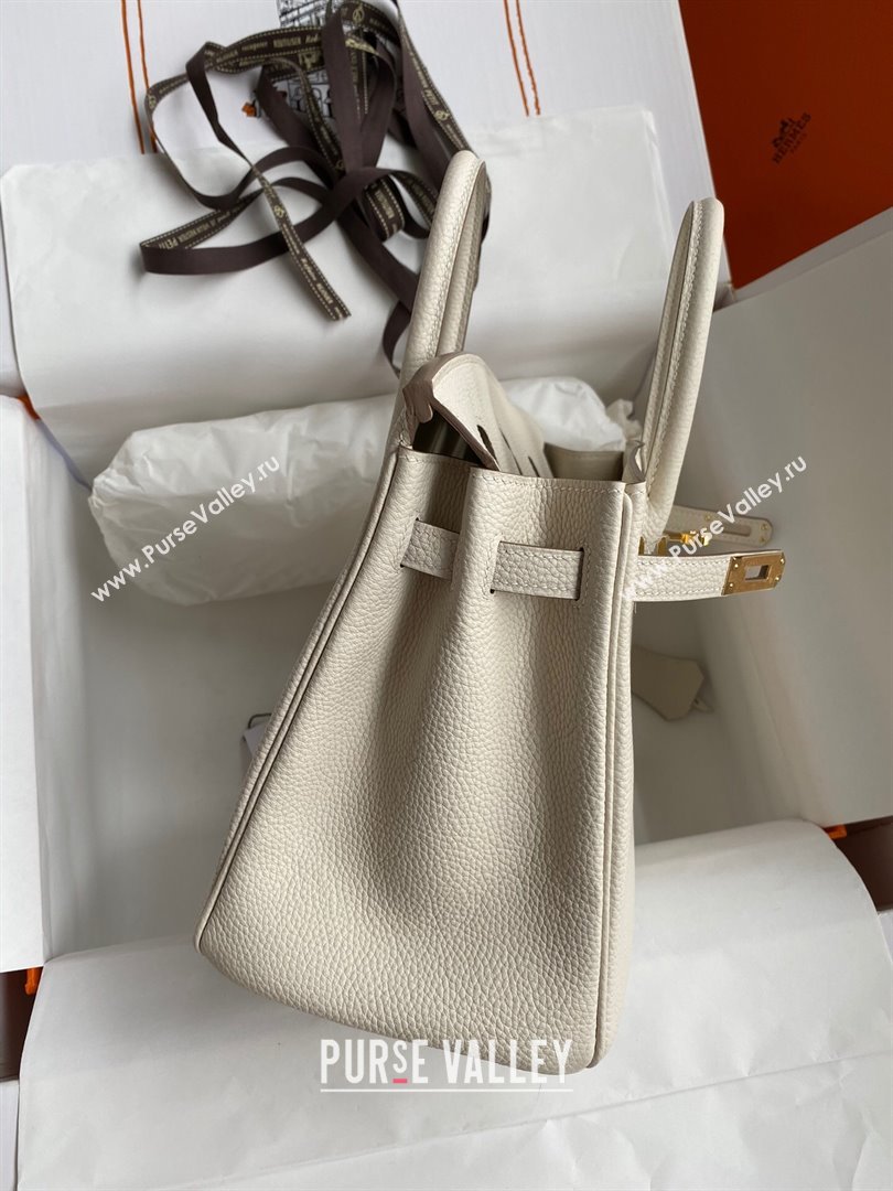 Hermes Birkin 25cm Bag in Original Togo Leather Milkshake White/Gold 2023 (Pure Handmade) (Y-23110822)