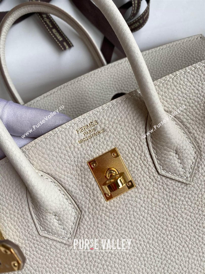 Hermes Birkin 25cm Bag in Original Togo Leather Milkshake White/Gold 2023 (Pure Handmade) (Y-23110822)