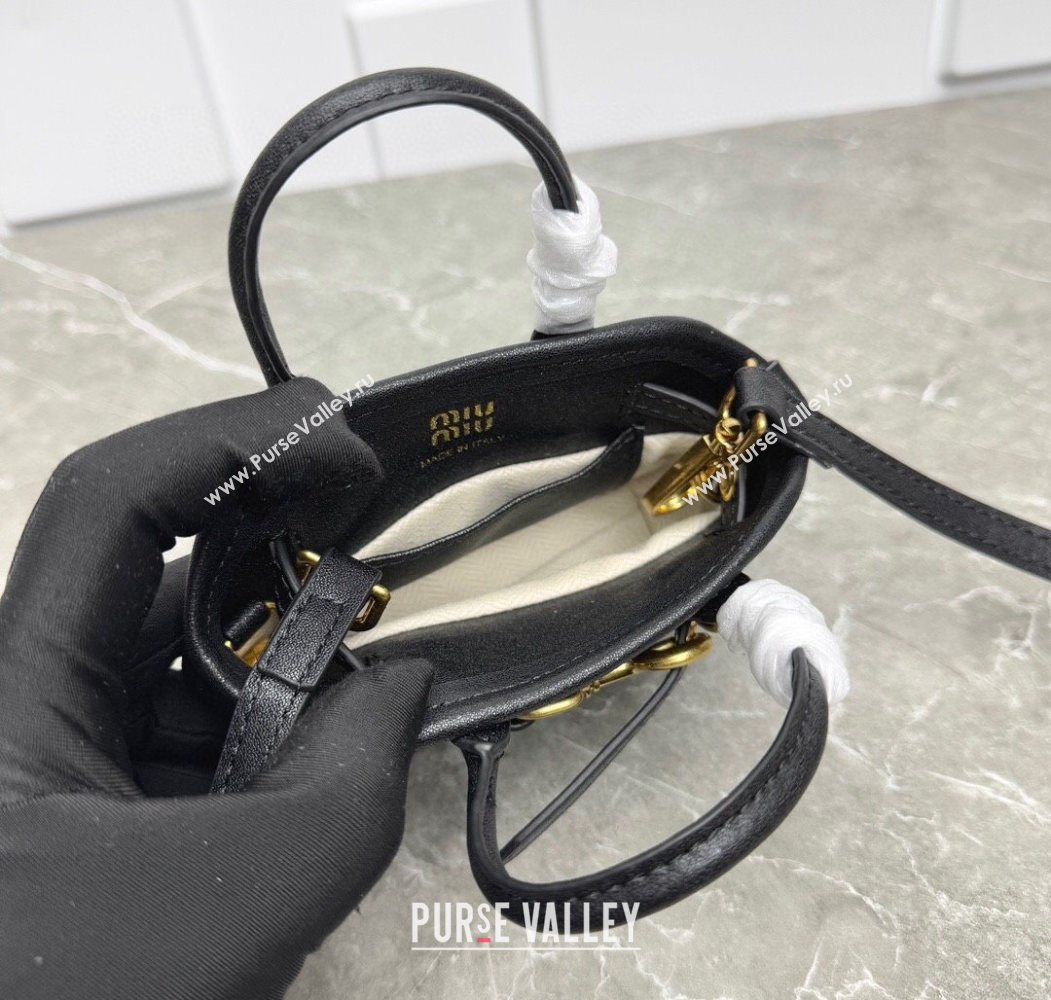 Miu Miu Leather trick Micro bag Black 2025 5NR037 (99-250618034)