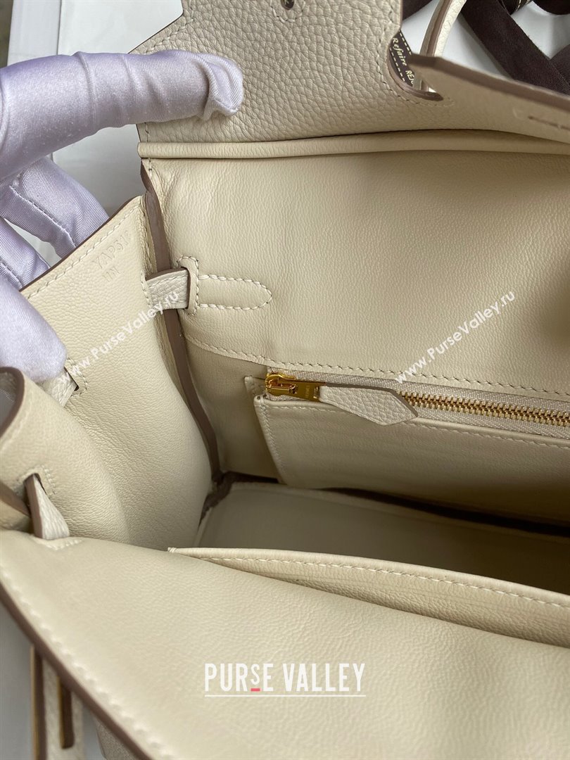 Hermes Birkin 25cm Bag in Original Togo Leather Milkshake White/Gold 2023 (Pure Handmade) (Y-23110822)