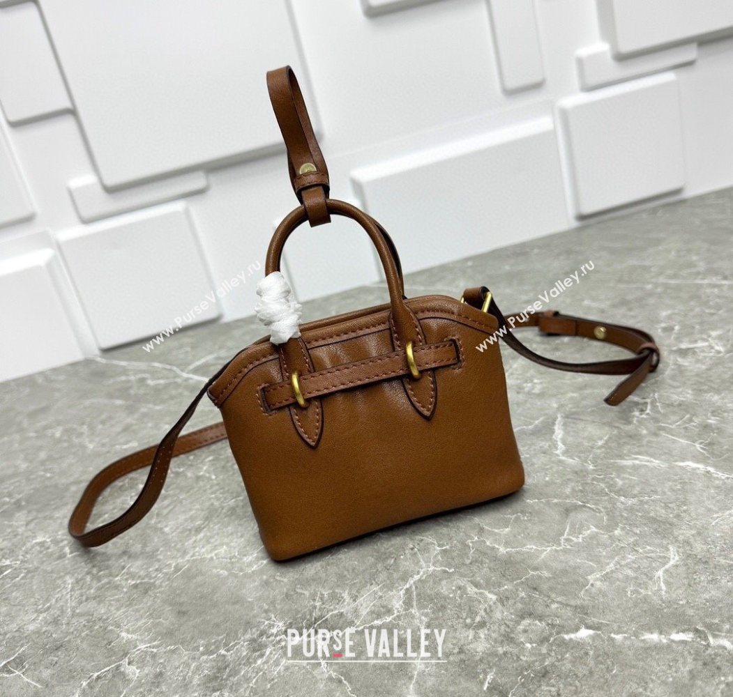 Miu Miu Leather trick Micro bag Oak Brown 2025 5NR037 (99-250618035)