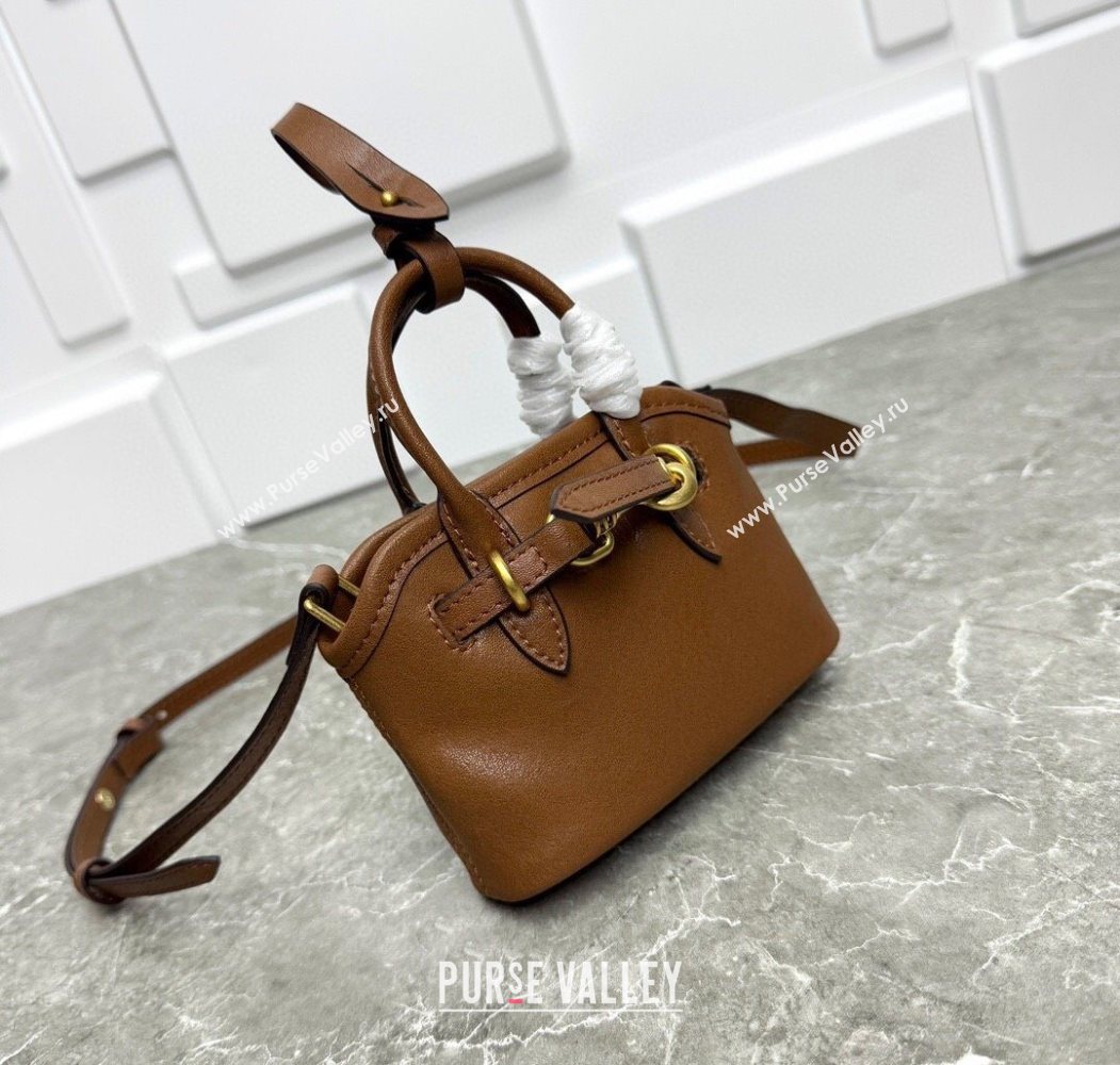 Miu Miu Leather trick Micro bag Oak Brown 2025 5NR037 (99-250618035)