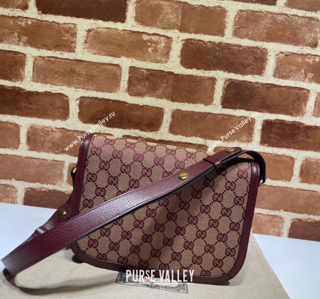 Gucci Horsebit 1955 GG Canvas Small Bag 602204 Beige/Burgundy 2021 (DLH-21101623)