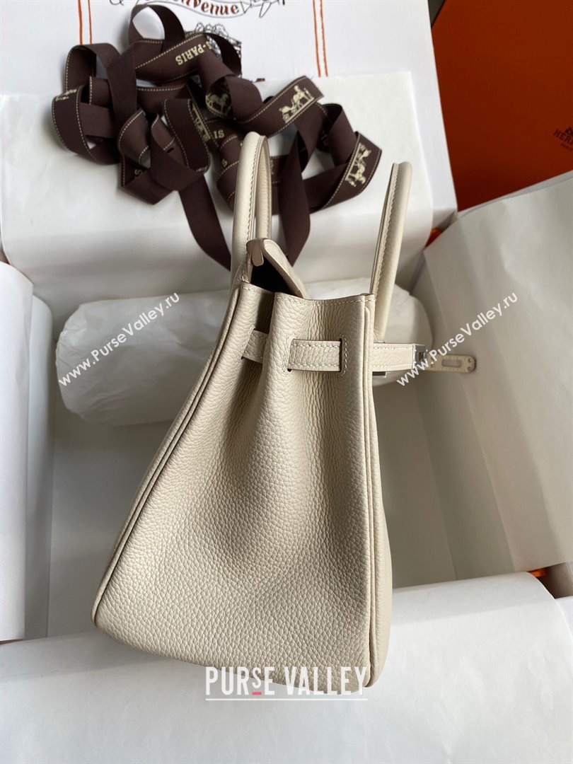 Hermes Birkin 25cm Bag in Original Togo Leather Milkshake White/Silver 2023 (Pure Handmade) (Y-23110823)