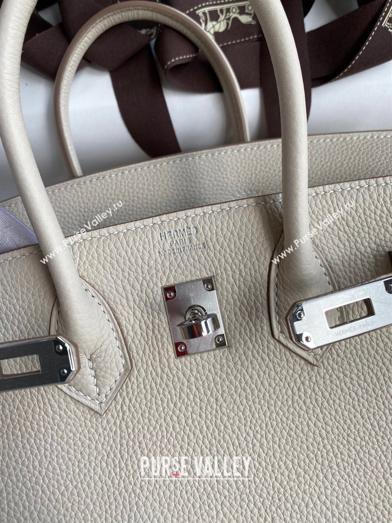 Hermes Birkin 25cm Bag in Original Togo Leather Milkshake White/Silver 2023 (Pure Handmade) (Y-23110823)