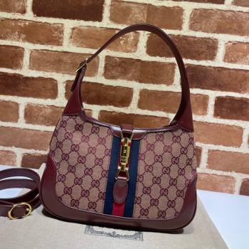 Gucci Jackie 1961 Small Shoulder Bag 636706 Beige/Burgundy 2021 (DLH-21101628)