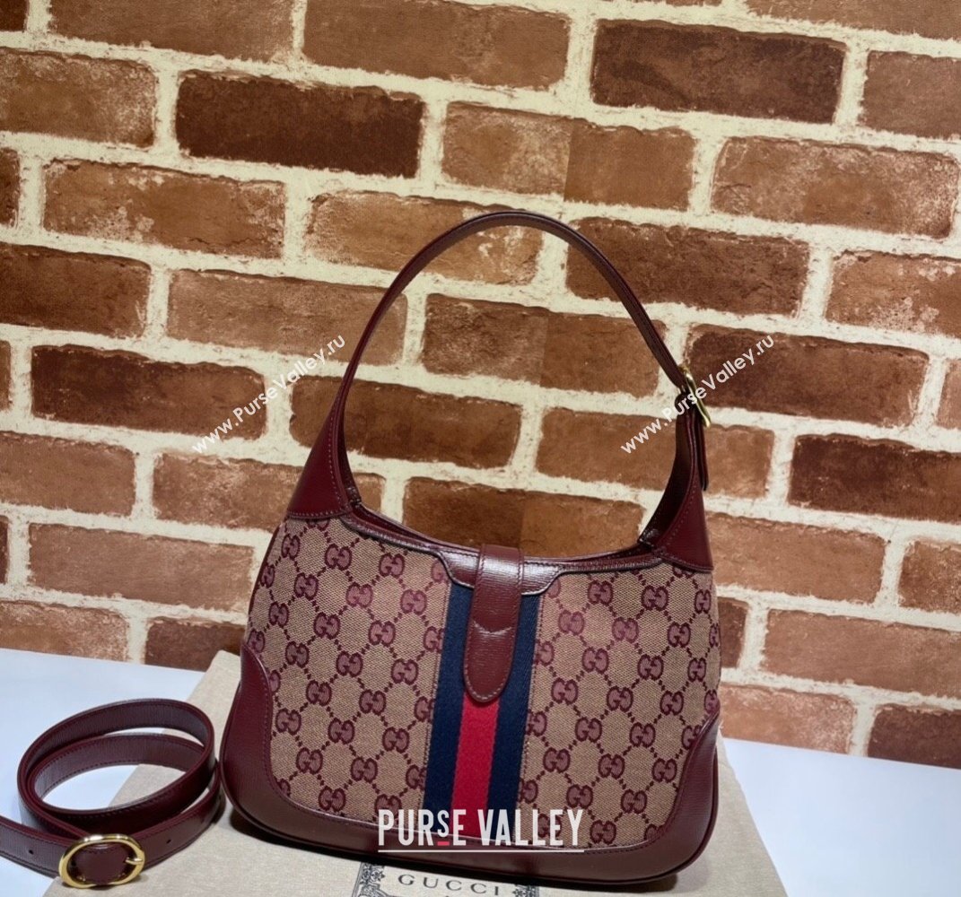 Gucci Jackie 1961 Small Shoulder Bag 636706 Beige/Burgundy 2021 (DLH-21101628)