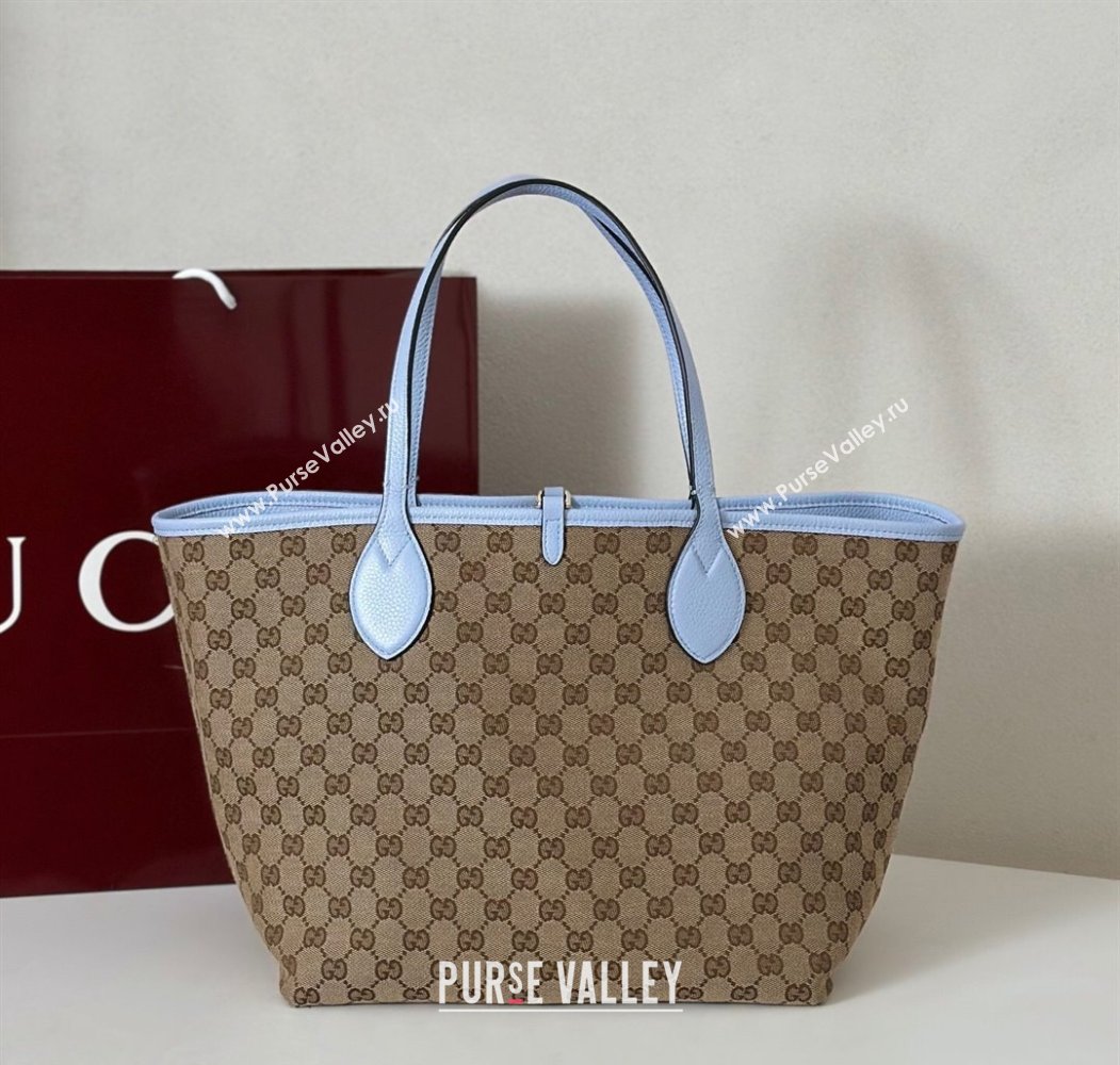 Gucci Totissima Large reversible tote bag Light Blue 2025 ‎839112 (DLH-250808037)