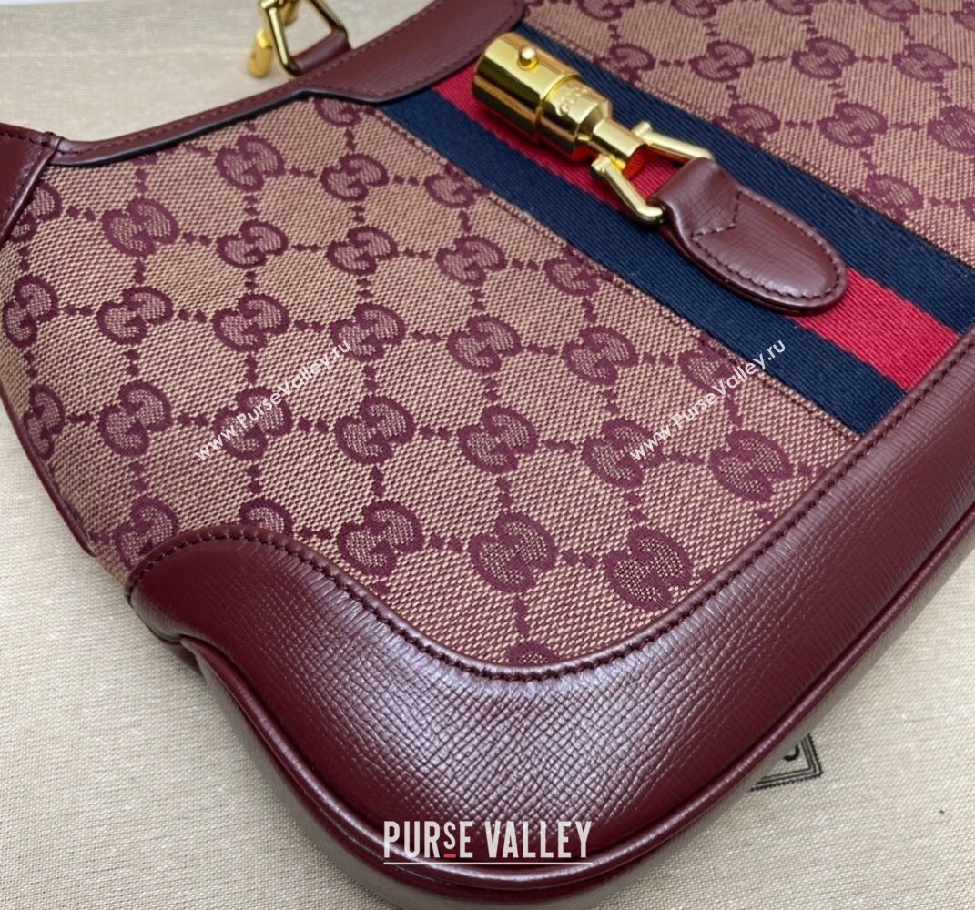 Gucci Jackie 1961 Small Shoulder Bag 636706 Beige/Burgundy 2021 (DLH-21101628)