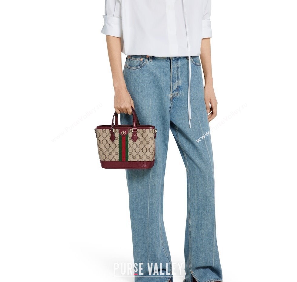 Gucci Ophidia GG Canvas small tote bag Ancora Red 2025 836848 (DLH-250808039)