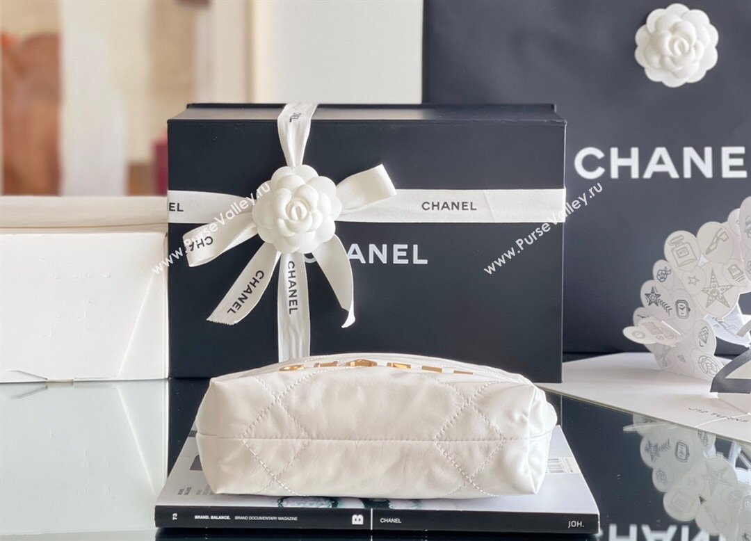 Chanel 22 Mini Bag in Shiny Calfskin AS3980 White/Gold 2024 Top Quality (MHE-24072205)