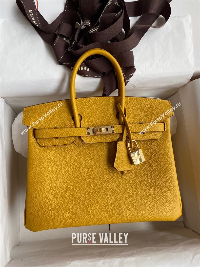 Hermes Birkin 25cm Bag in Original Togo Leather Yellow/Gold 2023 (Pure Handmade) (Y-23110826)