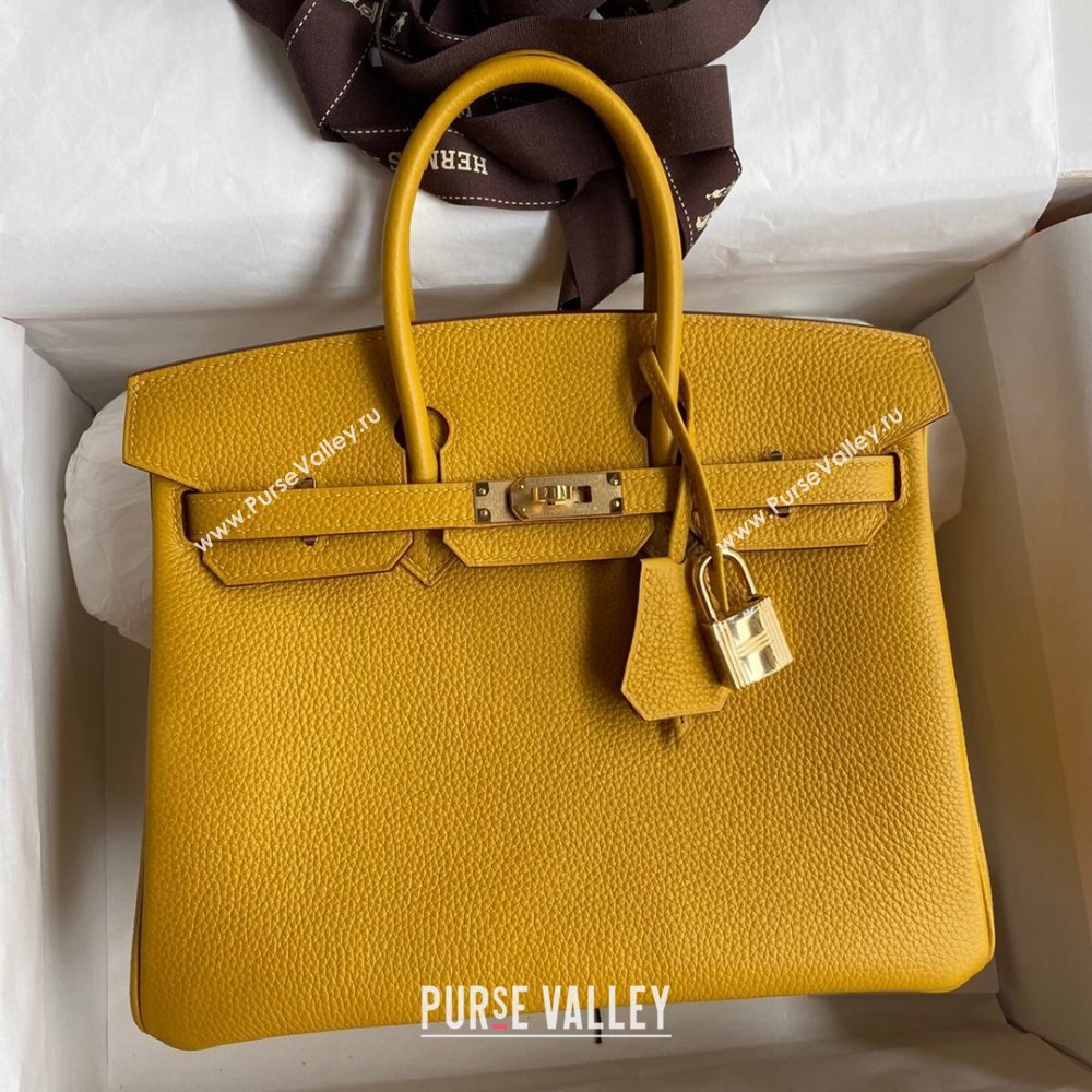 Hermes Birkin 25cm Bag in Original Togo Leather Yellow/Gold 2023 (Pure Handmade) (Y-23110826)