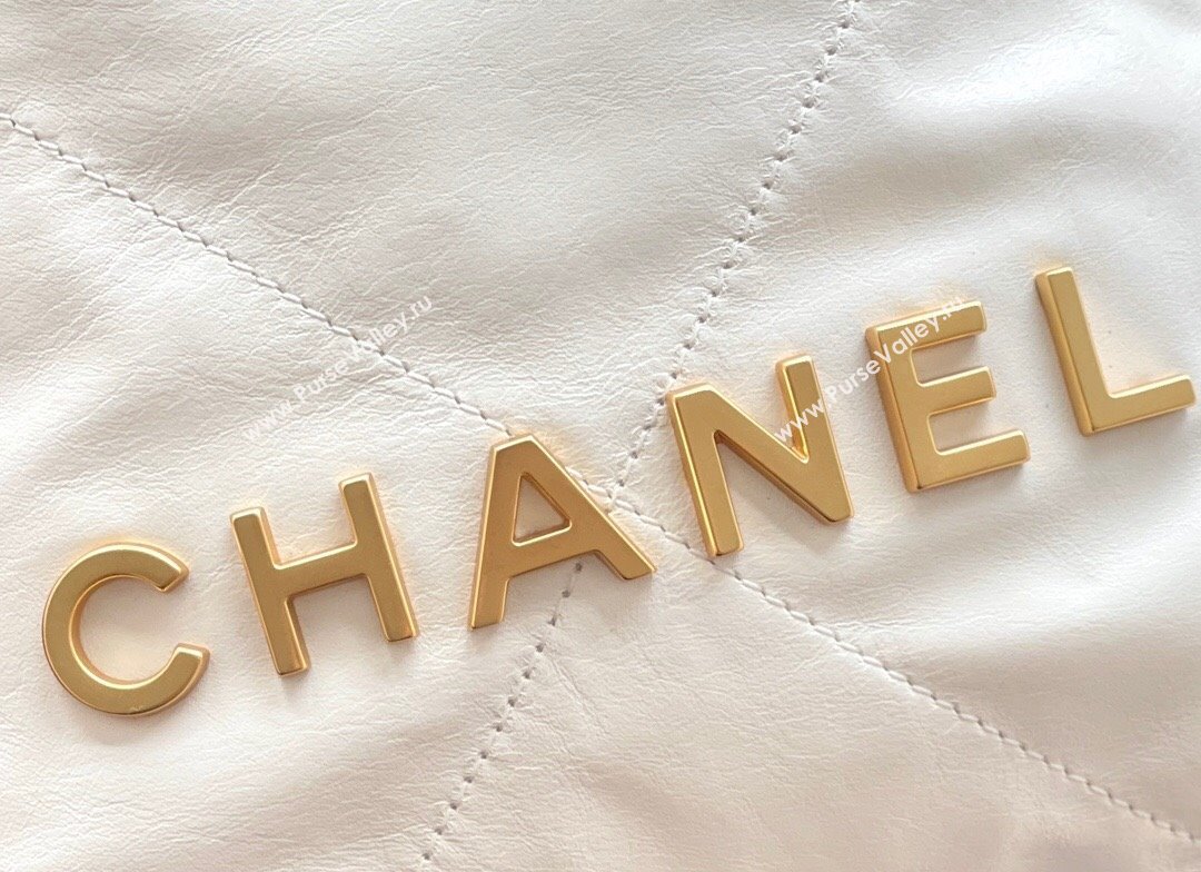 Chanel 22 Mini Bag in Shiny Calfskin AS3980 White/Gold 2024 Top Quality (MHE-24072205)