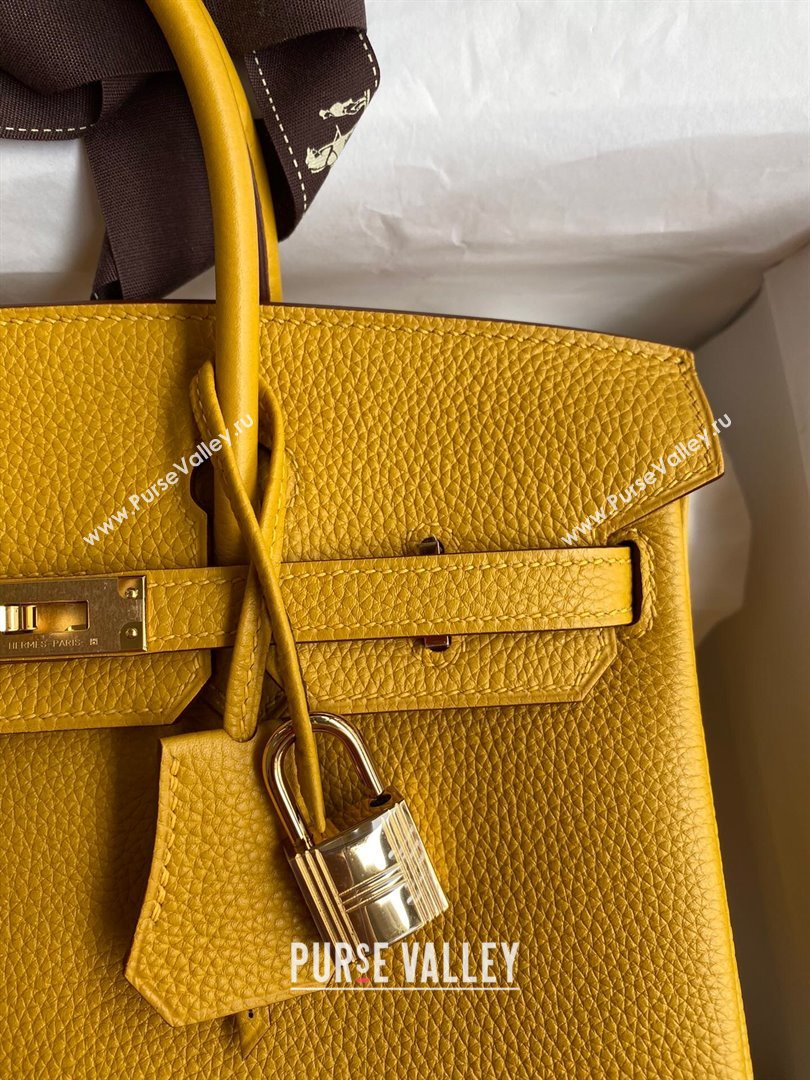 Hermes Birkin 25cm Bag in Original Togo Leather Yellow/Gold 2023 (Pure Handmade) (Y-23110826)