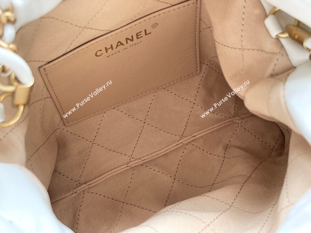 Chanel 22 Mini Bag in Shiny Calfskin AS3980 White/Gold 2024 Top Quality (MHE-24072205)