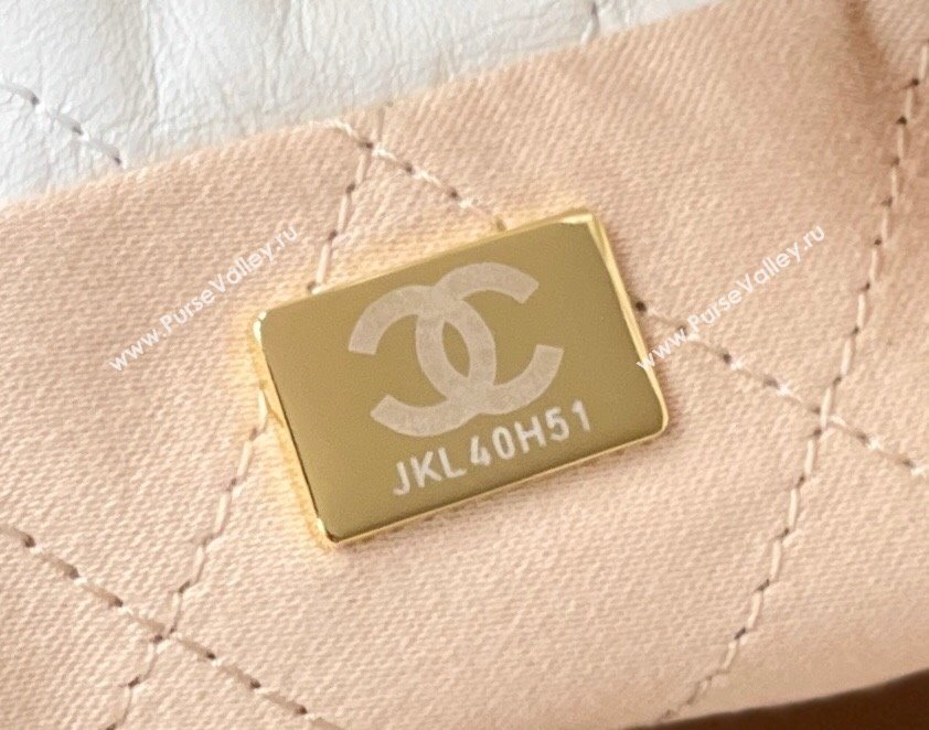 Chanel 22 Mini Bag in Shiny Calfskin AS3980 White/Gold 2024 Top Quality (MHE-24072205)