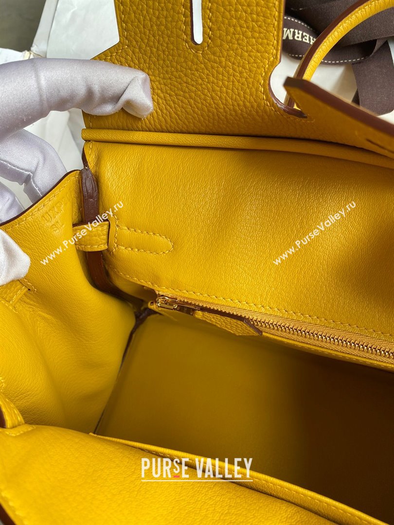 Hermes Birkin 25cm Bag in Original Togo Leather Yellow/Gold 2023 (Pure Handmade) (Y-23110826)