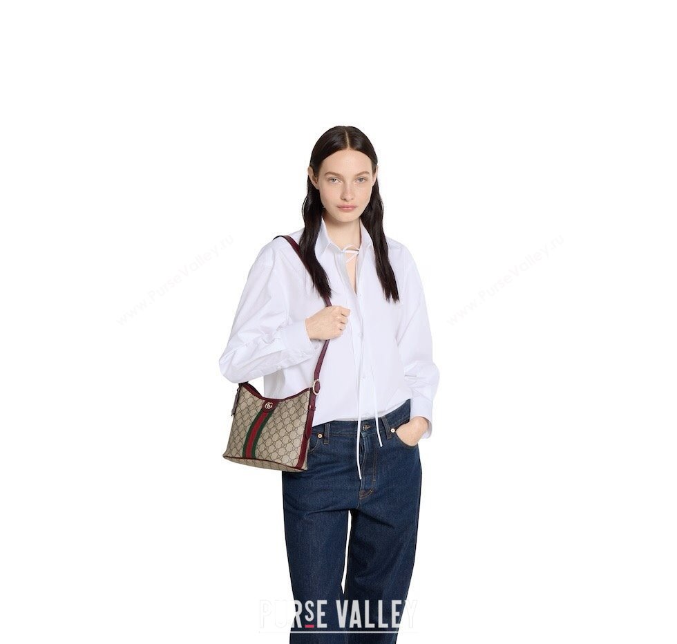 Gucci Ophidia GG Canvas small shoulder bag Ancora Red 2025 836872 (DLH-250808041)