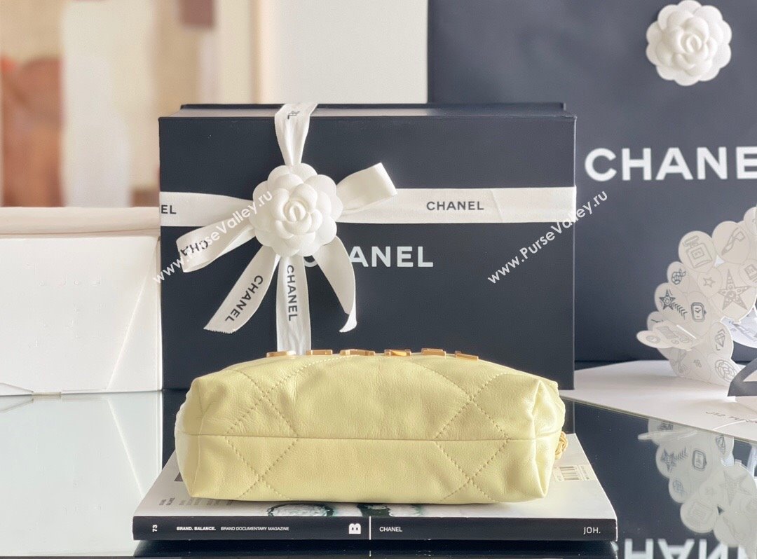 Chanel 22 Mini Bag in Shiny Calfskin AS3980 Yellow/Gold 2024 Top Quality (MHE-24072206)