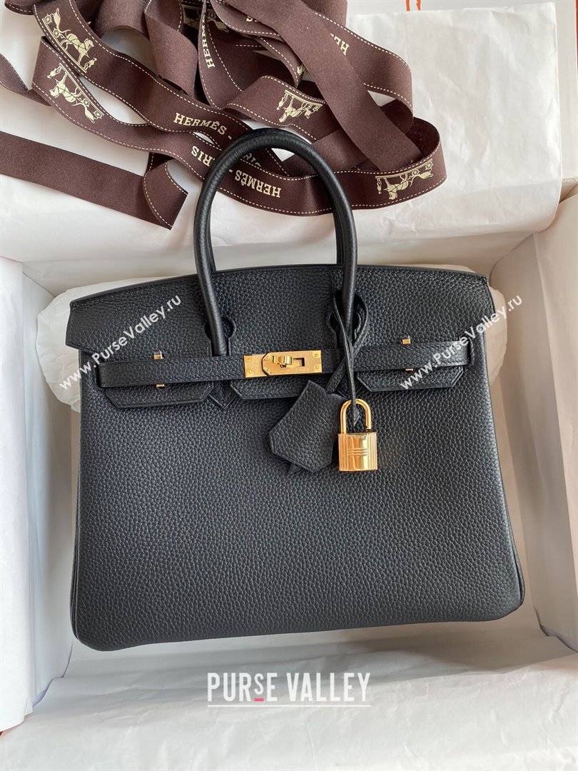 Hermes Birkin 25cm Bag in Original Togo Leather Black/Gold 2023 (Pure Handmade) (Y-23110829)