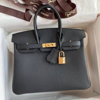 Hermes Birkin 25cm Bag in Original Togo Leather Black/Gold 2023 (Pure Handmade) (Y-23110829)