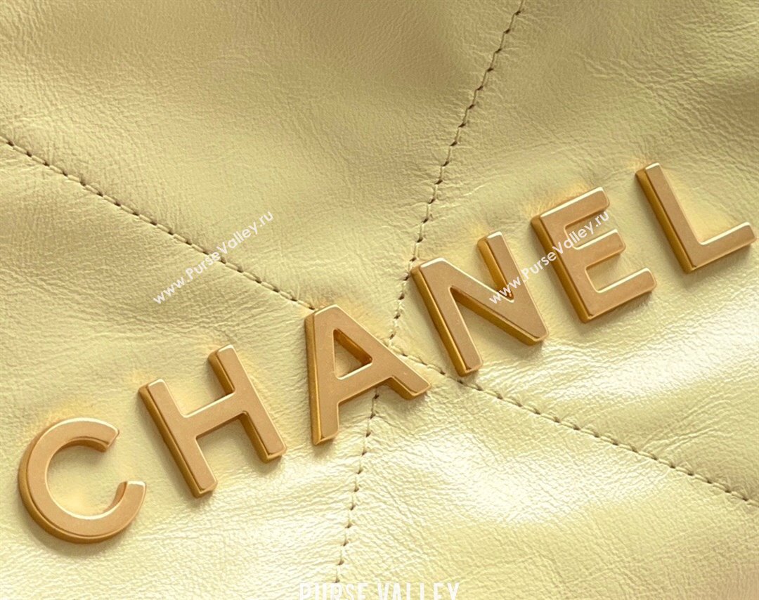 Chanel 22 Mini Bag in Shiny Calfskin AS3980 Yellow/Gold 2024 Top Quality (MHE-24072206)