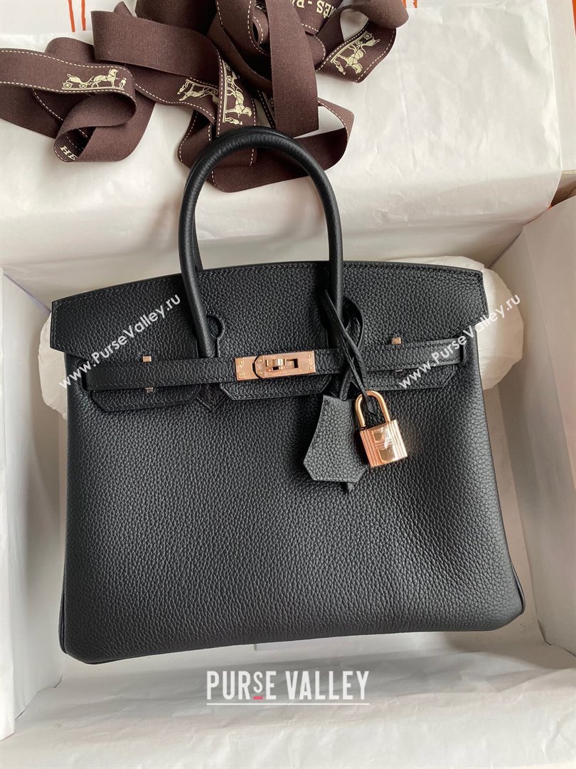 Hermes Birkin 25cm Bag in Original Togo Leather Black/Pink Gold 2023 (Pure Handmade) (Y-23110830)