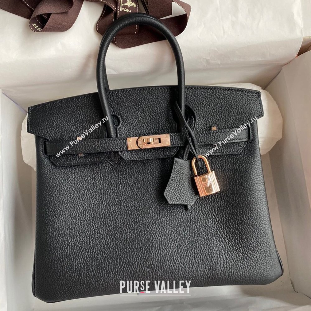 Hermes Birkin 25cm Bag in Original Togo Leather Black/Pink Gold 2023 (Pure Handmade) (Y-23110830)