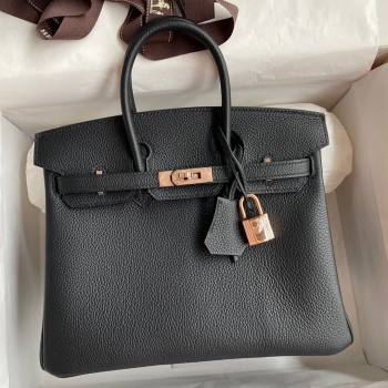 Hermes Birkin 25cm Bag in Original Togo Leather Black/Pink Gold 2023 (Pure Handmade) (Y-23110830)