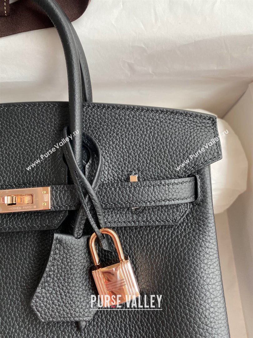 Hermes Birkin 25cm Bag in Original Togo Leather Black/Pink Gold 2023 (Pure Handmade) (Y-23110830)