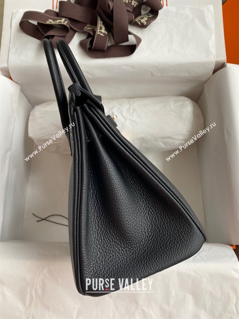 Hermes Birkin 25cm Bag in Original Togo Leather Black/Pink Gold 2023 (Pure Handmade) (Y-23110830)