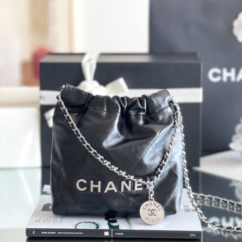 Chanel 22 Mini Bag in Shiny Calfskin AS3980 Black/Silver 2024 Top Quality (MHE-24072207)