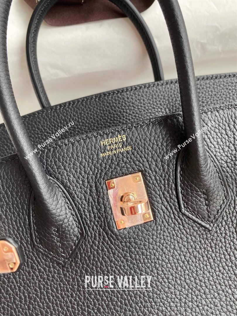 Hermes Birkin 25cm Bag in Original Togo Leather Black/Pink Gold 2023 (Pure Handmade) (Y-23110830)