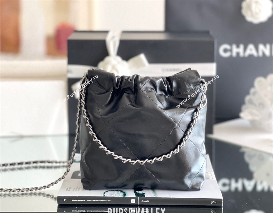 Chanel 22 Mini Bag in Shiny Calfskin AS3980 Black/Silver 2024 Top Quality (MHE-24072207)