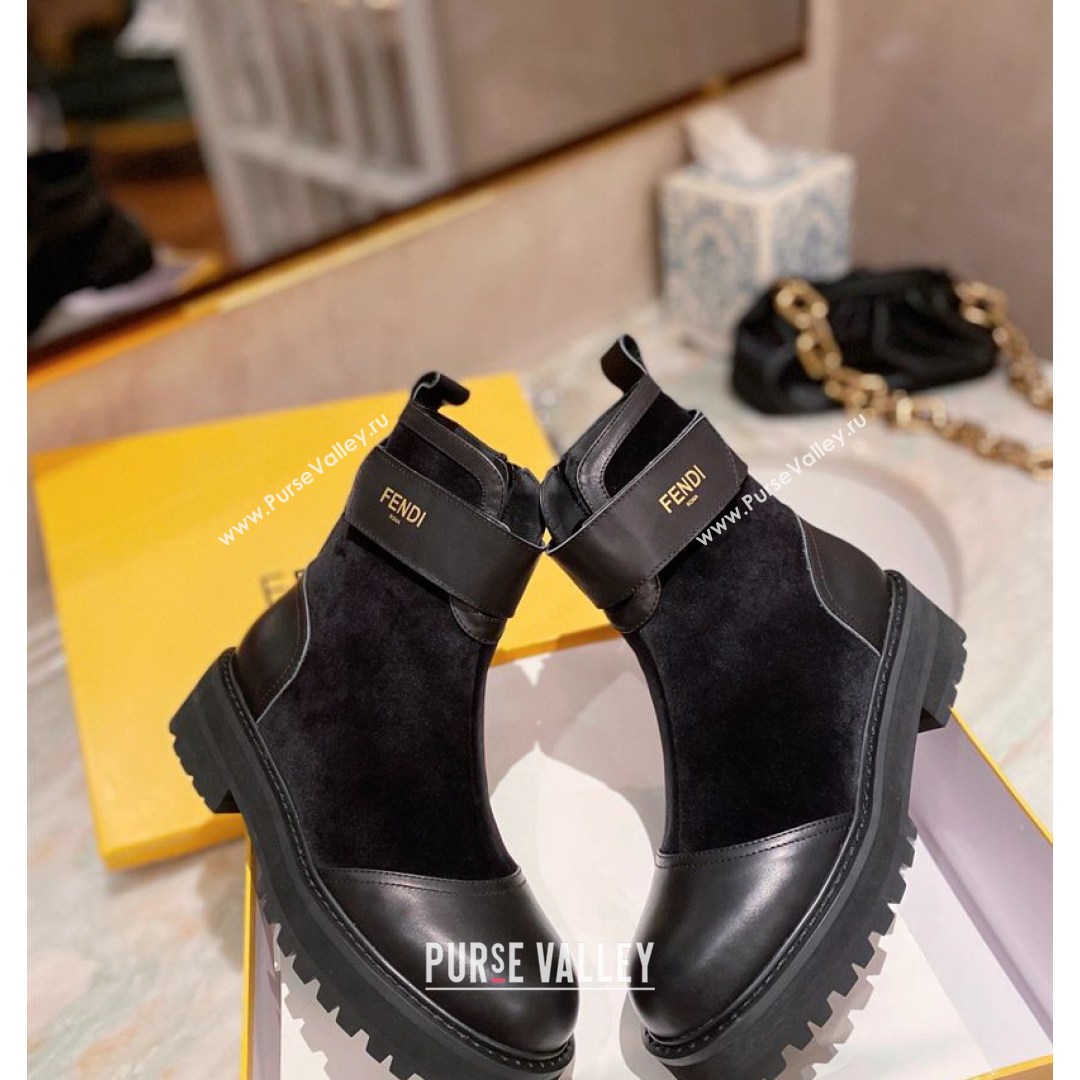 Fendi Rockoko Suede Ankle Boots Black 2021 06 (MD-21081248)