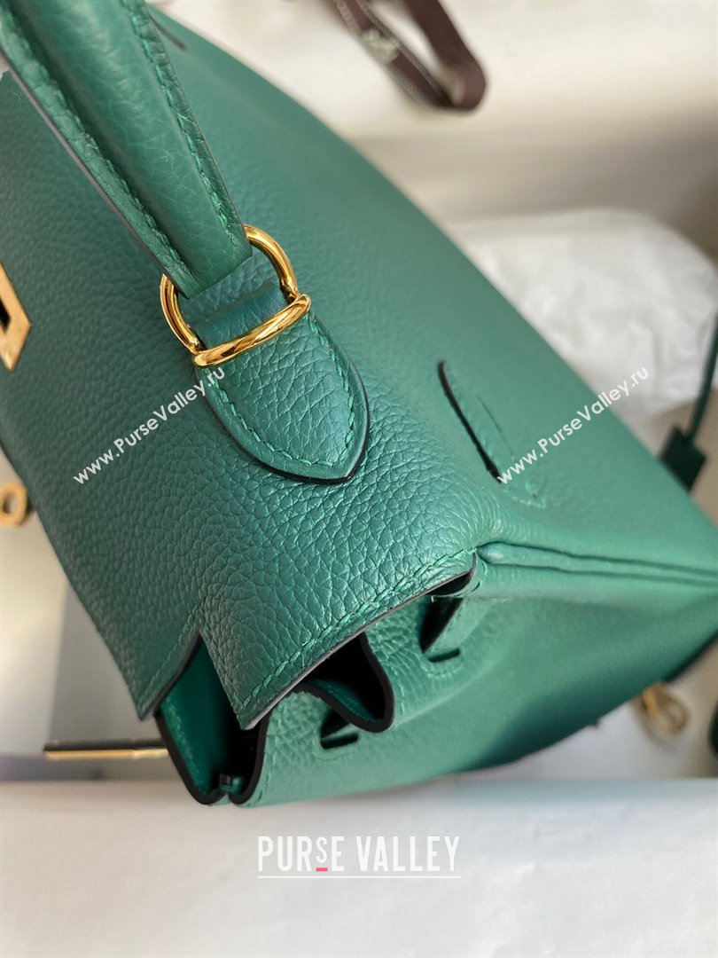 Hermes Kelly 25/28cm Bag in Original Togo Leather Peacock Green/Gold 2024(Handmade) (M-24022810)