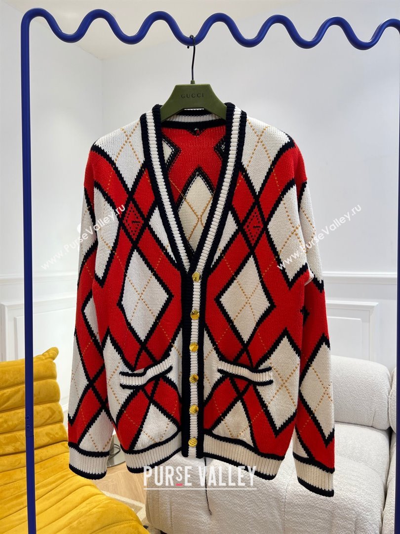 Gucci Wool Cardigan G122532 White/Red 2023 (Q-23122532)