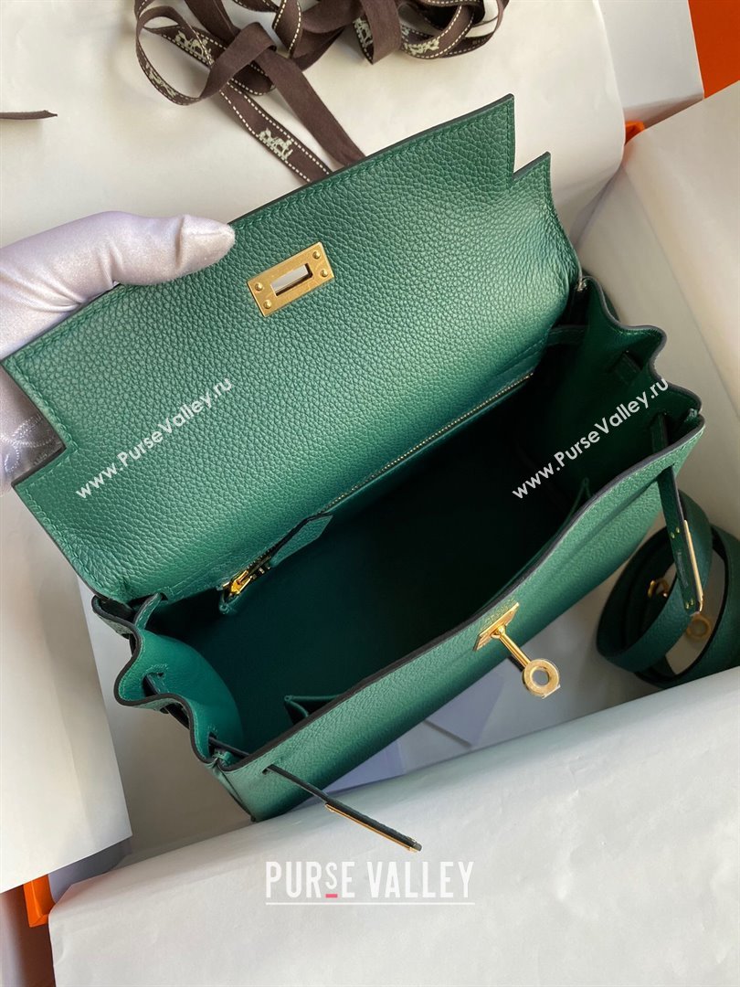 Hermes Kelly 25/28cm Bag in Original Togo Leather Peacock Green/Gold 2024(Handmade) (M-24022810)