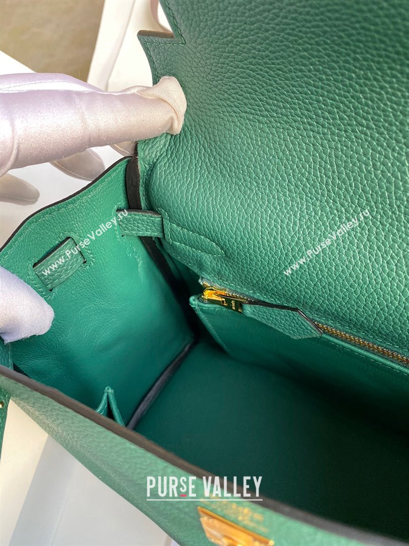 Hermes Kelly 25/28cm Bag in Original Togo Leather Peacock Green/Gold 2024(Handmade) (M-24022810)